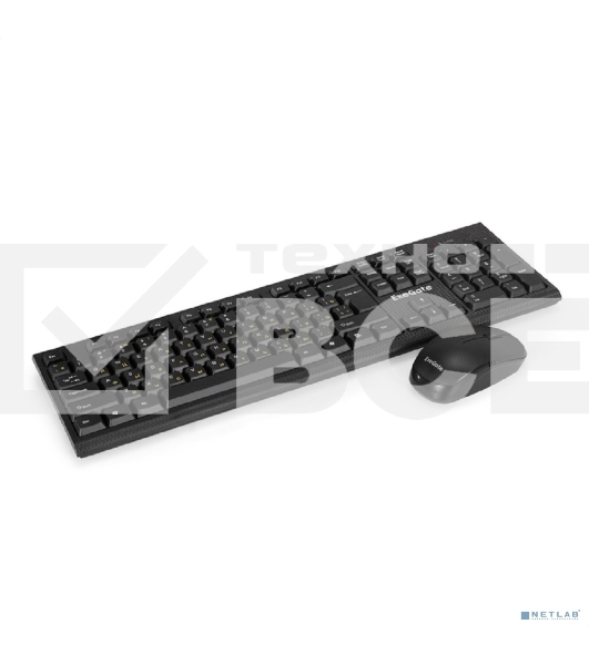 Комплект беспроводной ExeGate Professional Standard Combo MK280 (клавиатура полноразмерная влагозащищенная 104кл. + мышь оптическая 1000dpi, 3 кнопки и колесо прокрутки; USB, радиоканал 2,4 ГГц, радиус действия до 10м, черный, Color Box)
