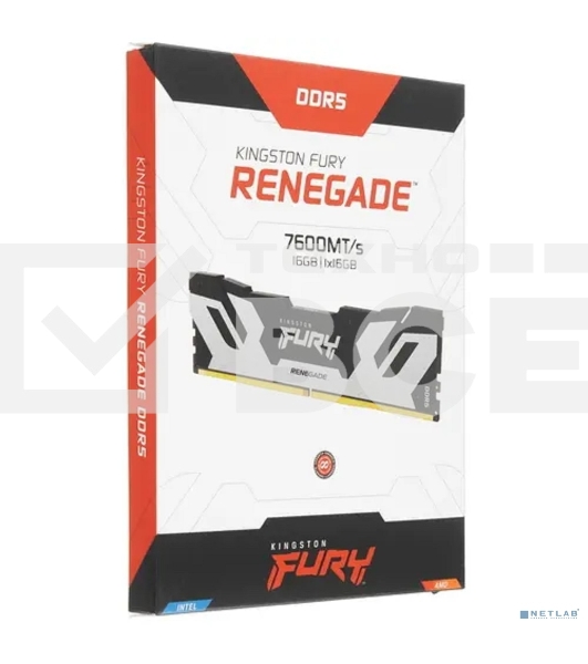 Оперативная память Kingston Fury Beast, DDR5, 16GB (1x16GB), 7600MHz, CL38, с радиатором, чёрный