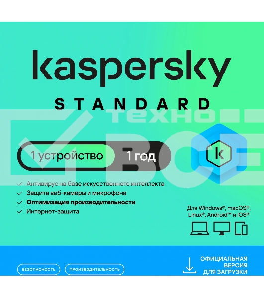 Программное Обеспечение Kaspersky Standard. 1-Device 1 year Base Card (KL1041ROAFS)