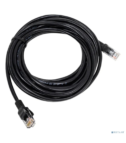 Патч-корд медный UTP Cablexpert PP10-5M/BK cat.5e, 5м, литой, многожильный, черный