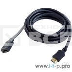 Кабель-удлинитель HDMI Cablexpert CC-HDMI4X-6, 19M/19F, v2.0, позол.разъемы, экран, 1.8м, черный, пакет, фото2