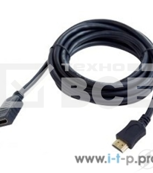 Кабель-удлинитель HDMI Cablexpert CC-HDMI4X-6, 19M/19F, v2.0, позол.разъемы, экран, 1.8м, черный, пакет