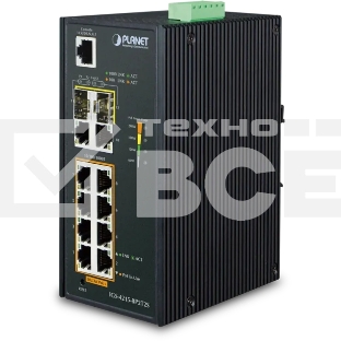 Индустриальный PoE коммутатор IGS-4215-8P2T2S для монтажа в DIN-рейку IP30 Industrial L2/L4 8-Port 10/100/1000T 802.3at PoE + 2-Port 10/100/100T + 2-Port 100/1000X SFP Managed Switch (-40~75 degrees C), dual redundant power input on 48~56VDC terminal bloc