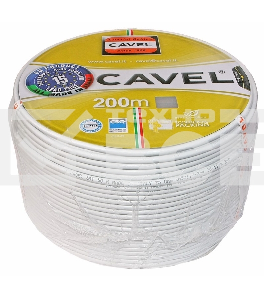 Кабель коаксиальный CAVEL SAT 703 B, Cu/Al/CuSn, 75%, 75 Ом, бухта 100 м, черный