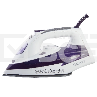 Утюг Galaxy Line GL 6106, белый с фиолетовым, паровой, 2200 Вт, постоянный пар 50 г/мин, паровой удар 180 г/мин, функции: «Самоочистка», «Антикапля», «Антинакипь», функция увлажнения, вертикальное отпаривание, индикатор нагрева, защита от перегрева, керам