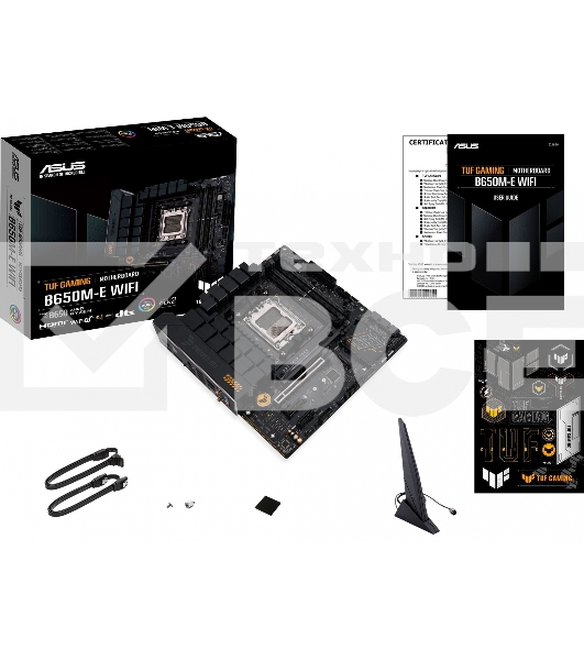 Материнская плата ASUS TUF GAMING B650M-E WIFI, AM5, AMD B650, 4xDDR5, 4xSATA, 2xM.2, 1xPCI-E 4.0 x16, 2xPCI-E x1, 2xDP, 1xHDMI, 1x 2.5Gb LAN, 1xUSB-A 3.2 Gen 2, 2xUSB-A 3.2 Gen 1, 4xUSB 2.0, 1xUSB-C 3.2 Gen 2, 3x3.5 мм, 7.1, Micro-ATX