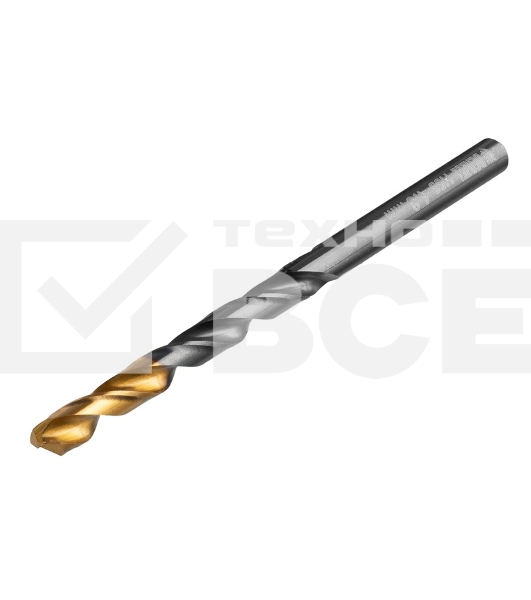 Сверло по металлу, 4,8 мм, HSS-Tin, Golden Tip, 10 шт. Denzel