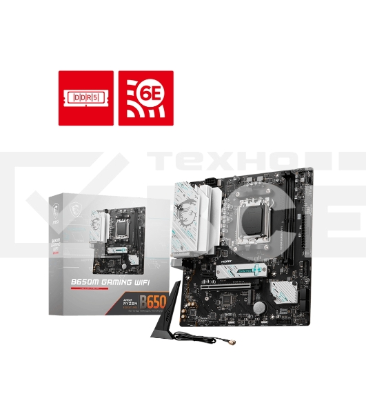 Материнская плата MSI B650M GAMING WIFI, AM5, AMD B650, 2xDDR5, 4xSATA, 2xM.2, 1xPCIe 4.0 x16, 1xPCIe 3.0 x1, 1xDP, 1xHDMI, 1x2.5Gb LAN, Wi-Fi 6E, Bluetooth 5.3, 1xUSB-C 5Gbps, 3xUSB-A 5Gbps, 2xUSB-A 2.0, 1xS/PDIF, 5x3.5 мм, 7.1, mATX