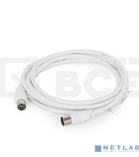 Кабель телевизионный Cablexpert CCV-515-W-3M, Coaxial M/F, белый, 3м