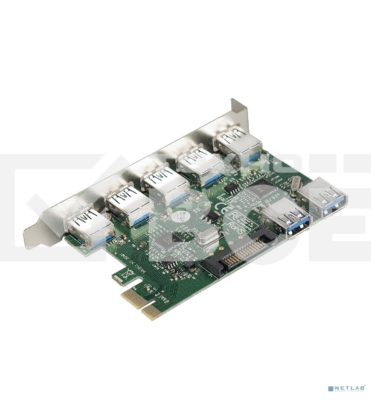 Контроллер ExeGate EXE-317 PCI-E 2.0, 5*USB3.0 ext + 2*USB3.0 int, разъем доп.питания (OEM)