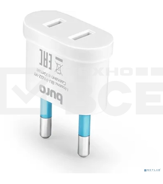 Адаптер-переходник Buro (1 розетка) белый (пакет ПЭ)