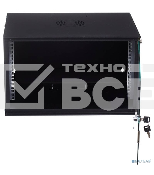 Шкаф телекоммуникационный настенный NEOMAX 6U (520х400), стеклянная дверь, замок-ключ, разборный, цвет черный (1 коробка) NM-CBWM-6U5240GKL-301-BK