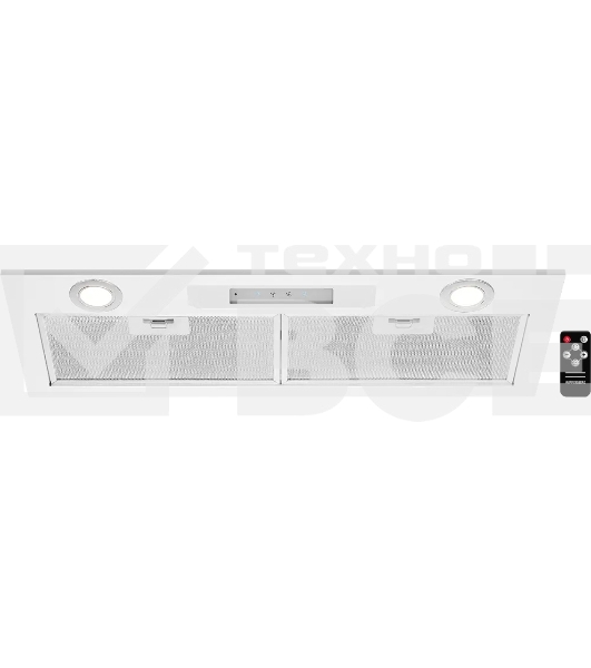 Вытяжка встраиваемая Kuppersberg INLINEA 72 White, ширина 72 см, отвод/рециркуляция, 850 м3/час, электронное сенсорное управление, таймер, пульт ДУ, 3 скорости, светодиодное освещение 2х3,5 Вт, металлический жироулавливающий фильтр, угольный фильтр С6С (о