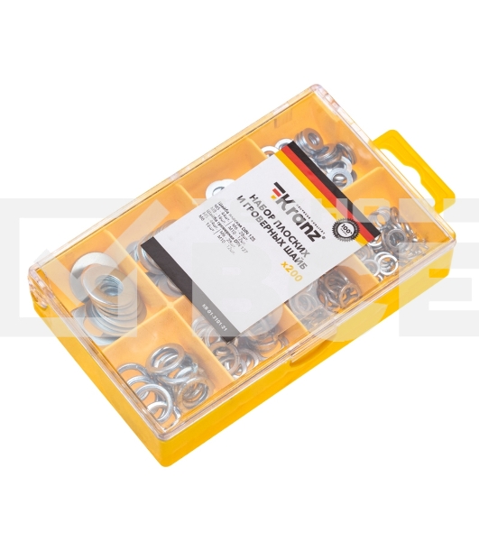 Набор плоских и гроверных шайб Kranz (200 шт/уп)