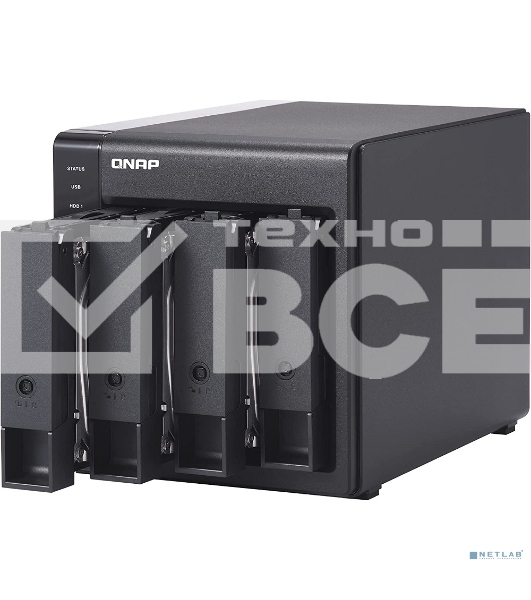 Полка расширения сетевого хранилища без дисков channel QNAP DAS TR-004 4 Bay 2.5/3.5 SATA Type-C USB 3.1 Gen 1 (5 Gb/s) Direct Attached Storage with Hardware RAID