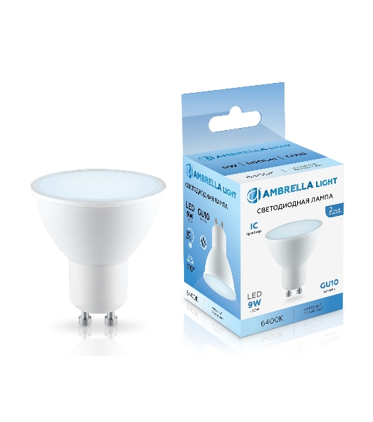 Лампа светодиодная Ambrella light 180906 LED MR16 9W IC GU10 6400K 175-265V