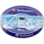 Диск CD-R Verbatim 700Mb 52x Cake Box (10шт) (43725), фото 1