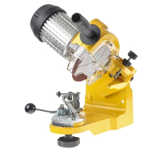 Станок заточный CHAMPION  C2001 электрический (ПРОФ) для пильных цепей, мощность 230Вт, диск диаметром 145мм, скорость вращения 3000 об/мин, толщина диска 3,2мм, посадочный диаметр 22,5мм, угол наклона диска 0-40, расстояние между направляющими 1,1-2мм, угол поворота тисков относительно стола 0-35.