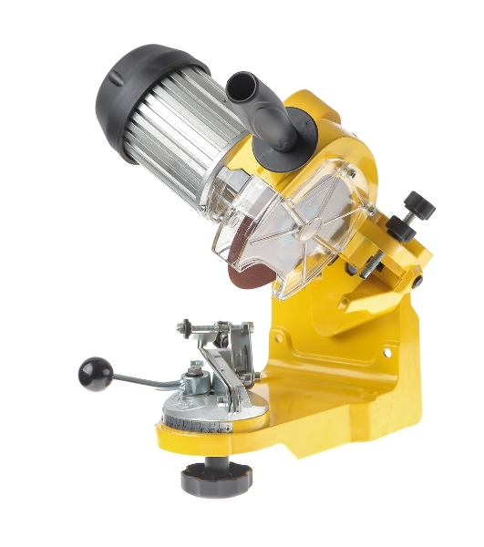 Станок заточный CHAMPION  C2001 электрический (ПРОФ) для пильных цепей, мощность 230Вт, диск диаметром 145мм, скорость вращения 3000 об/мин, толщина диска 3,2мм, посадочный диаметр 22,5мм, угол наклона диска 0-40, расстояние между направляющими 1,1-2мм, угол поворота тисков относительно стола 0-35.