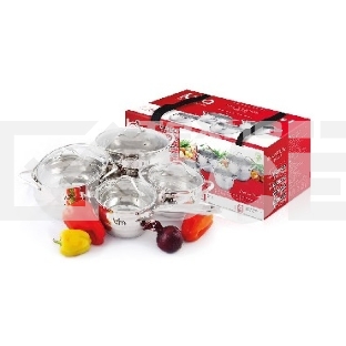 Набор посуды LARA LR02-87 Apple 8 предметов (сотейник 2.0 л, кастрюли: 2.0 л, 3.6 л, 6.1 л)