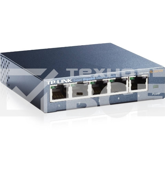 Коммутатор TP-Link SOHO TL-SG105 5-port Desktop Gigabit Switch, 5 10/100/1000M RJ45 ports, metal case