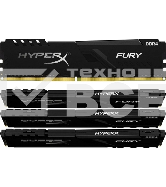 Оперативная память Kingston HyperX Fury, DDR4, 16GB (4x4GB), 3200MHz, CL16, с радиатором