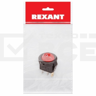 Выключатель клавишный круглый 250V 3А (3с) ON-OFF красный с подсветкой Micro (RWB-106, SC-214) Rexant Индивидуальная упаковка 1 шт
