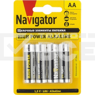Элемент питания алкалиновый NAVIGATOR 94 753 NBT-NE-LR6-BP4 (блист.4шт) 94753