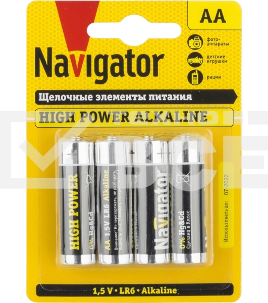 Элемент питания алкалиновый NAVIGATOR 94 753 NBT-NE-LR6-BP4 (блист.4шт) 94753
