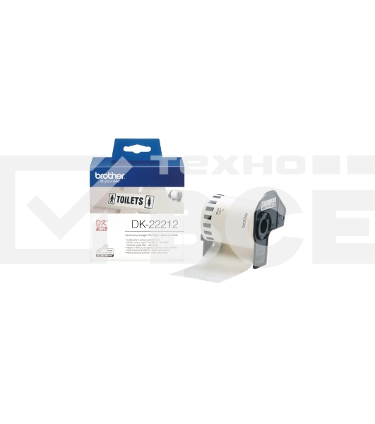 Пленочная клеящаяся лента Brother DK22212 62 мм x 15.24 м, черный шрифт, белый фон