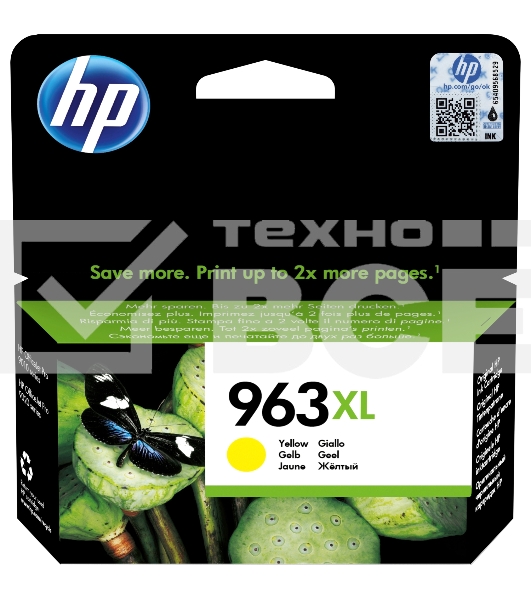 Картридж струйный HP 963XL 3JA29AE желтый увеличенной ёмкости (1600 стр) для HP OfficeJet Pro 9010, 9013, 9020, 9023