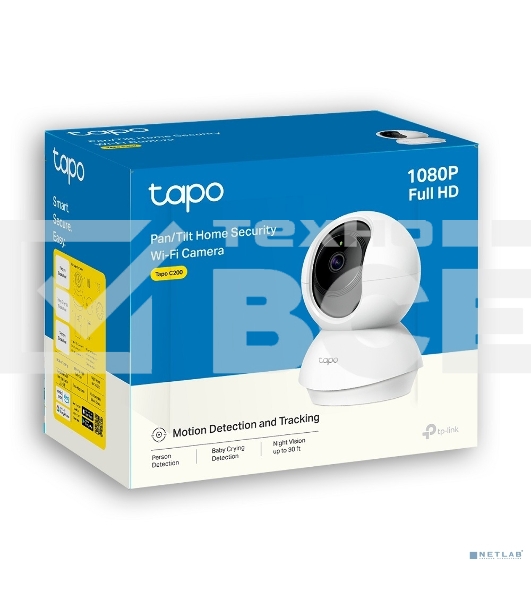 Камера 1080P indoor IP camera, 360° horizontal and 114° vertical range, Night Vision, Motion Detection, 2-way Audio, support 128G MicroSD card