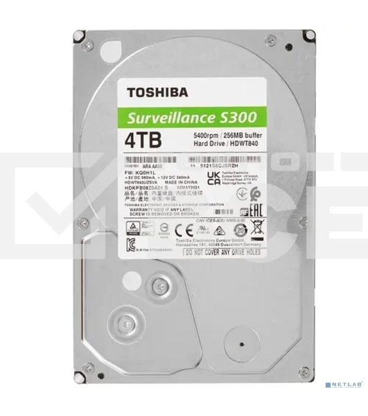 Жесткий диск Toshiba HDD  SATA3 4Tb Surveillance S300 (SMR) 5400  256Mb  (analog HDWT740UZSVA)