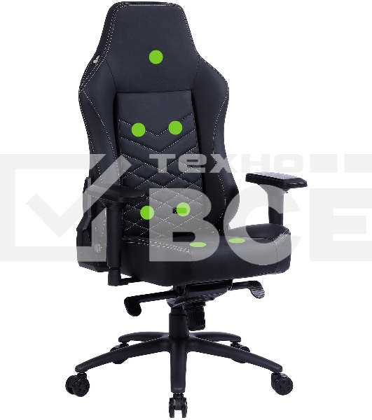 Кресло игровое Cactus CS-CHR-0112BL-M, массажное, с подголовником, черный