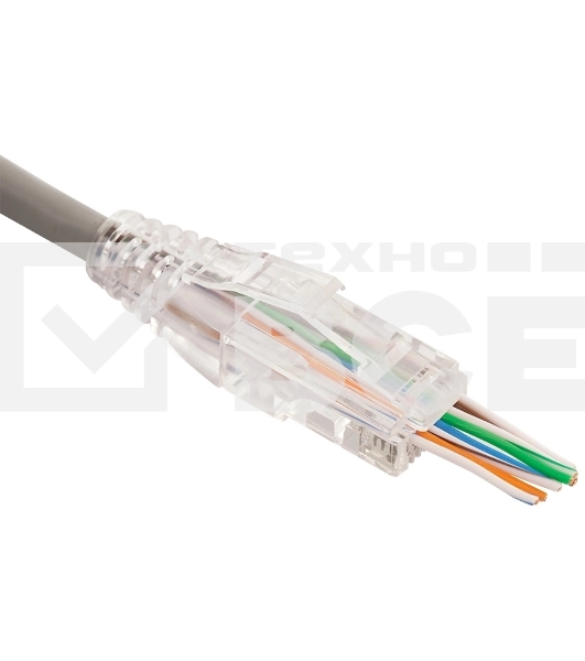 Коннектор RJ45 тип EZ, 8P8C, UTP, Cat.5e, универсальный, со вставкой, покрытие 50 микрон,100 шт.