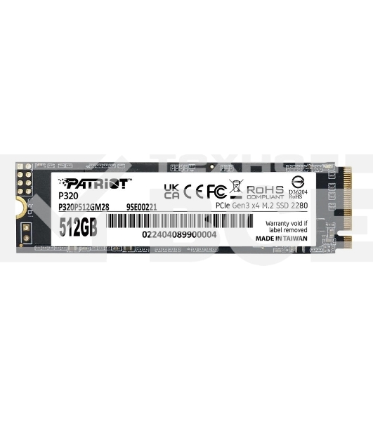 Накопитель SSD Patriot P320, 1Tb, PCIe 3.0 x4, M.2 2280, NVMe, R/W 3000/2200