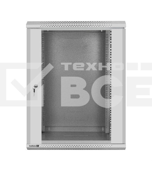 Шкаф телекоммуникационный 19' настенный 15U ExeGate EC-WM-15U.600.G.GREY (19”, 15U, 600x600x769mm (ШхГхВ), передняя дверь закаленное стекло, съемные боковые панели, пыле- и влагозащита IP23, светло-серый RAL 7035)