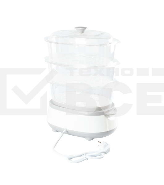 Пароварка электрическая Endever Vita-170, белый/серый, мощность 1000 Вт, объем 11 л