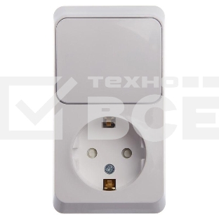 Блок Schneider-electric BPA16-201B ЭТЮД О/У: РОЗЕТКА с заземл. со шт. + ВЫКЛЮЧАТЕЛЬ 1-клавиш., БЕЛЫЙ, Россия