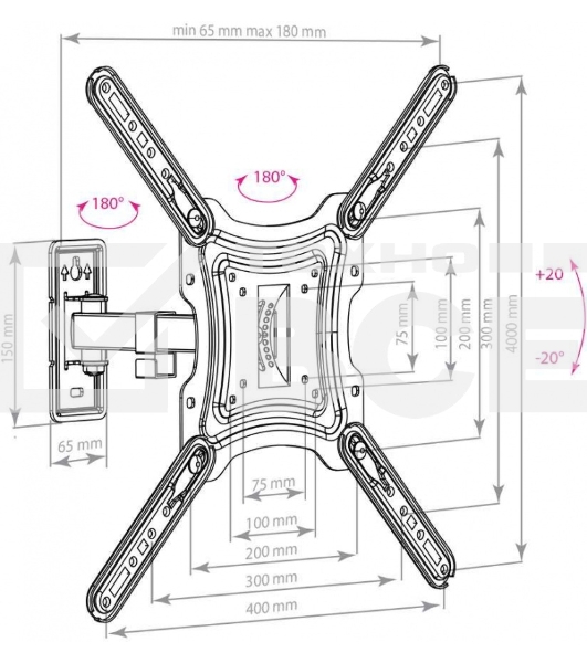 Кронштейн для телевизора Arm media LCD-403 new черный, 26