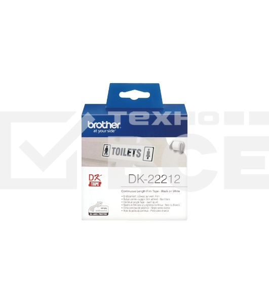 Пленочная клеящаяся лента Brother DK22212 62 мм x 15.24 м, черный шрифт, белый фон