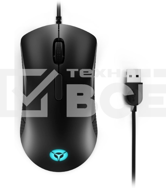 Мышь проводная Lenovo M300 RGb черный оптическая (8000dpi) USB (8but)