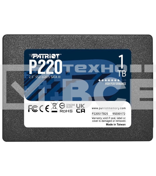 Накопитель SSD Patriot P220, 1TB, SATA III, 2.5