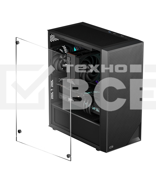 Корпус без блока питания PCCOOLER C3B310 BK, Mesh Mid Tower, Black, TG, 0.4 SPCC, no fans mATX, mITX 160/340/170mm 1x2.5