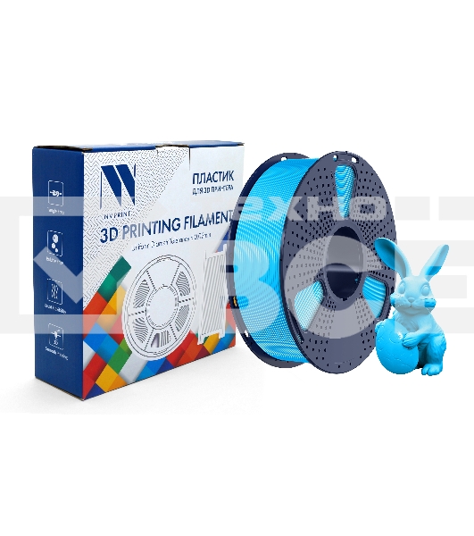 Филамент NVPRINT PETG Glow Blue для 3D печати диаметр 1.75мм  длина 330 метров  масса 1 кг