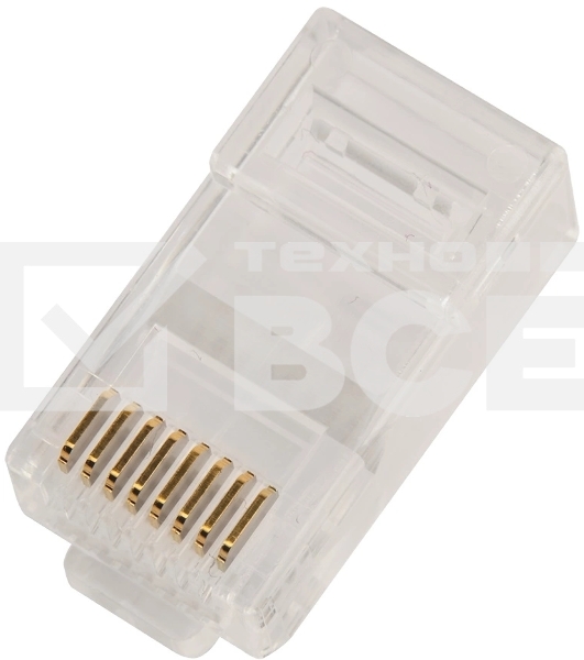 Коннектор RJ45 тип EZ, 8P8C, UTP, Cat.5e, универсальный, со вставкой, покрытие 50 микрон,100 шт.