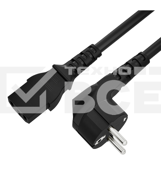 Кабель питания 4PH черный 1.5m, евровилка угловая Schuko - С13, 3*0,5mm, 4PH-R90424