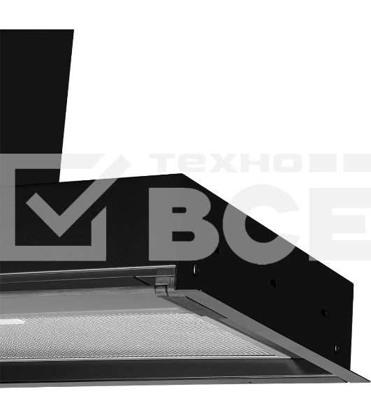 Встраиваемая вытяжка Kuppersberg NANCY S 90 Black, 90 см, таймер, дисплей, производительность 850 м3/ч, 5 скоростей, турбо режим, механическое кнопочное управление, дисплей, уровень шума 42дБ, High-Tech, LED освещение, цвет черный