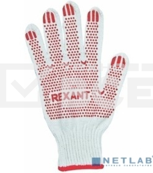 Перчатки Rexant х/б с покрытием ПВХ 5 нитей, 48-50 г