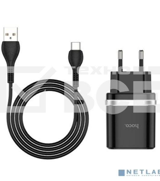 Сетевое зарядное устройство + Кабель Type-C HOCO HC-16293 C12Q/1m/QC 3.0/1 USB/Выход: 5V_9V_12V, 18W, черный
